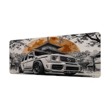 Mercedes G63 Japon Tapınağı 40x90 Cm Oyuncu Mousepad Kaymaz Taban Büyük Boy