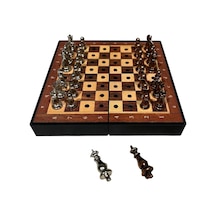 Gifthome Antik Klasik Ceviz Desenli Mini Seyahat Boy Satranç Takımı 16 X 16 Cm