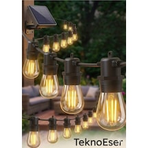 Solar Edison Ampul Zinciri 10 Metre Gunes Enerjili Dekoratif Filament Led Bahce Aydinlatma
