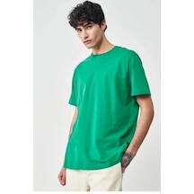 24/1 Düz A Kalite Oversize T-shirt - Yeşil -