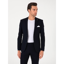 Cacharel Lacivert Slim Fit Yün Karışımlı Ceket