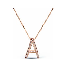 925 Ayar Gümüş Rose A Harfi Kolye - 23089001 Rose Gold