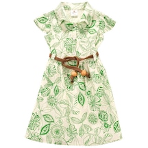 Desenli Bürümcük Kız Elbise Yeşil 001