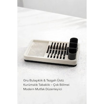 Gri Mutfak Bulaşıklığı Tezgah Üstü Tabaklık Bardaklık Kaşıklık Kurutma Standı Çok Renkli