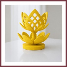 Storeşahin 3d Baskı Lotus Çiçeği Mumluk - Dekoratif Tealight Mumluk-sarı Shn0720