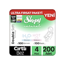 Sleepy Natural Double Soft Ultra Fırsat Paketi Bebek Bezi 4 Numara Maxi 200 Adet
