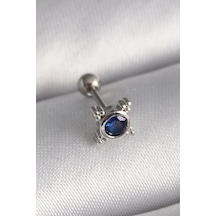 316l Çelik Gümüş Renk Mavi Zirkon Taşlı Tragus Piercing 5886 Çok Renkli