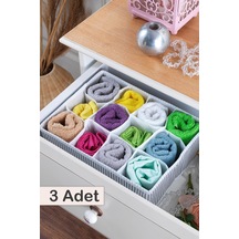3 Adet Home 12 Bölmeli Çekmece İçi Düzenleyici Organizer Beyaz/gri