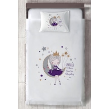 Bebek Ve Çocuk Odası Parıltı Prenses Kız Desenli, Organik Boyalı, Renkli Yatak Örtüsü Seti Toplam 2 Parça 1 Adet Yatak Örtüsü 140x220cm, 1 Adet Yast