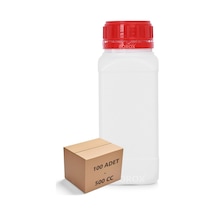 Borox Plastik Kare Şişe Kırmızı Kilit Kapaklı Sızdırmaz Numune Şişesi 100 x 500 ML