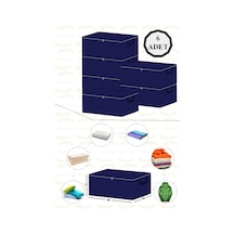 Adarya Home 6 Adet Büyük Boy Lacivert Bazaaltı Hurç 60 x 40 x 22 Gri