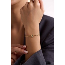 Altın Kalpli Bileklik 19 Cm T13855 Renkli Çok Renkli