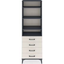 Arges Dolap 4 Raflı 4 Çekmeceli 60x30x182 Antrasit-aytaşı Antrasit