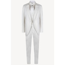 Ysf Erkek Krem Hakim Yaka Slim Fit Yelekli Damatlık