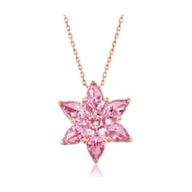 Gümüş Rose Pembe Lotus Çiçeği Kolye Gümüş Gümüş