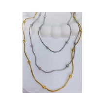 Çelik Dorika Topçuk Çoklu Kolye Çift Renk - 607023817 Çift Renk