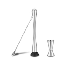 Dişli Mojito Tokmağı Jigger Ve Kokteyl Karıştırma Kaşığı Çatallı