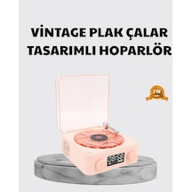Hubrendy Tekno 3-ü-1 Gece Işığı Bluetooth Hoparlör Ve Dijital Saat Vintage Plak Çalar Tasarımlı