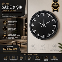 Siyah Sade & Şık 52 Cm Duvar Saati