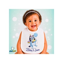 Kişiye Özel Bluey Keten Bebek Mama Önlüğü Yumuşak - Emici - Yıkanabilir - Özel Tasarım P074 Çok Renkli