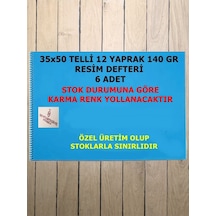 6 Adet 35x50 12 Yaprak 140 Gr Plastik Kapak Telli Resim Defteri 12 Yaprak