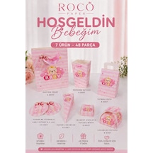Hoşgeldin Bebeğim Hediyelik Seti, Pembe, Ayıcıklı Baby Shower&doğum Günü İkram Seti, 7 Ürün-48 Parça