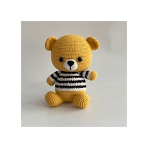 Amigurumi Tam Tam Ayıcık Çizgili Kazaklı El Örgüsü Oyuncak Sarı