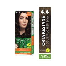Nevacolor Natural Colors 4.4 Orta Kestane - Kalıcı Krem Saç Boyası Seti