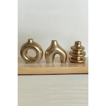 Minimal Bohem Altın Yaldız Vazo Set