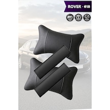 Rover 618 Uyumlu Deri Yastık Lüks Set Siyah Deri Kemer Koruyucu
