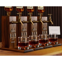Bk Gift Bar & Pub & Meyhanelere Özel Kabartma İsimli 4 Adet Musluklu Doğal Ahşap İçki Standı-3