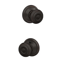 Schlage F10 Geo 716 Gürcü Kapı Topuzu, Koridor Ve Dolap Geçiş Kilidi, Eskitilmiş Bronz