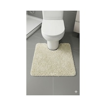 Buççin Online Mağaza Shaggy Oyuk Yaka Klozet Uyumlu 60x 50 Cm Oyuk Kaymaz Taban Yıkanabilir Banyo Paspası Polyester Ekru Çok Renkli