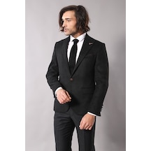 Wessi Tek Düğme Slim Fit Siyah Ceket Siyah