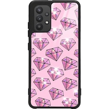 Samsung Uyumlu A32 Diamond Tasarımlı Glossy Telefon Kılıfı Siyah