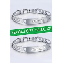 Takı Dükkanı Kişiye Özel İsim Yazılı 2'li Sevgili Çift Bilekliği Çelik Bileklik Scb41 Metalik