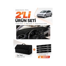 E-biz Volkswagen Golf 6 2008-2012 Uyumlu Torpido Örtüsü + Tay Tüyü Bagaj Çantası - Siyah - Vw011