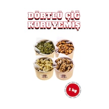 4'lü Çiğ Kuruyemiş Paketi 1 Kg - Çiğ Kaju, Çiğ Badem, Çiğ Kabak Çekirdeği, Ceviz İçi 4x250 Gr Taze 1 KG