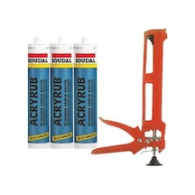 Acryrub Silikonize Mastik Beyaz 3 Adet + Silikon Tabancası