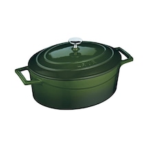 Lava Folk Oval Döküm Demir Tencere 21X25 CM Yeşil