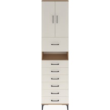 Arges Dolap 3 Raflı 6 Çekmeceli 2 Kapaklı 60x30x243 Çam-aytaşı Atlas Çam