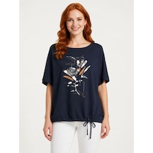 Neden Tekstil Kadın Baskılı Relaxed T-shirt - Lacivert