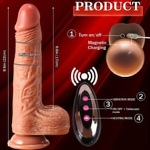 Erofoni Sıcaklık Ayarlı İleri Geri Hareketli 21.5 CM Uzaktan Kumandalı Titreşimli Usb Realistik Vibratör Penis