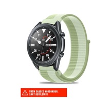 Samsung Galaxy Watch 46mm / Galaxy Watch 3 45mm / Gear S3 İle Uyumlu Hasır Örgü Spor Cırtlı Kor Açık Kahverengi
