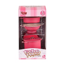 Atf-683g-6 Raflı Pembe Emaye Tencere Tava Seti 7 Parça -vardem - Lqmc-891369 1 Adet