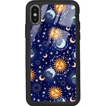 Apple Uyumlu iPhone Xs Max Ay Güneş Pijama Tasarımlı Glossy Telefon Kılıfı Çok Renkli