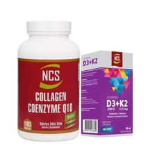 Collagen Kollajen Koenzim Coenzyme 180 Tablet+Vitamin D3 K2 20 ML