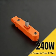 Katlanabilir Standlı Type-c To Type-c Adaptör Taşınabilir Mini Dock Şarj Ve Veri Dönüştürücü Anahtarlık Tasarım Turuncu