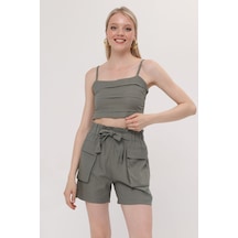 Hgfashion İkli Crop Şort Takımı Yeşil Reng Yeşil