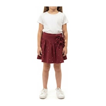 Toontoy Kids Toontoy Kız Çocuk Beli Lastikli Taş Dizaynlı Şort Etek 25031 Bordo